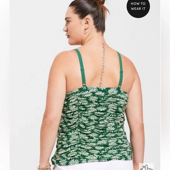 NWT Torrid green jacket Stretch Mesh Cropped Shirred Cami Top - Picture 2 of 9